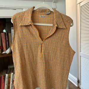Vintage Plaid Sleeveless Blouse